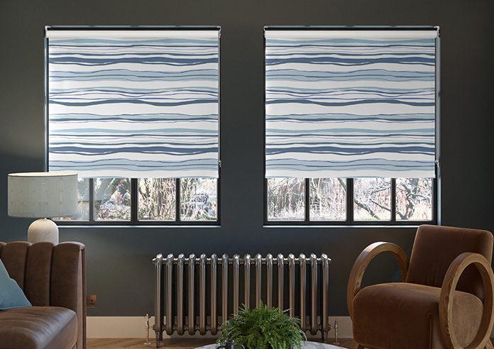 Seaside Waves, Navy - Roller Blind - Image 3
